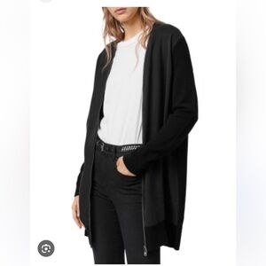 All Saints Jamie Zip  Black Open Cardigan